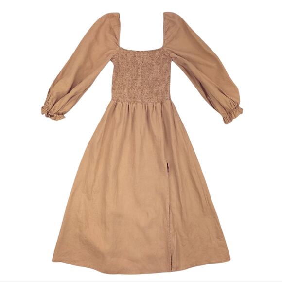 Reformation Gitane Smocked Linen Midi Dress Measures S/M - Picture 7 of 9